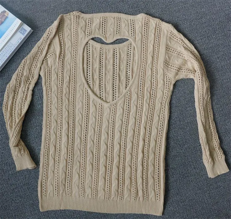 Sweet Heart Hollow Out Knitting Sweater