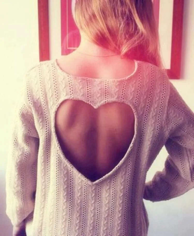 Sweet Heart Hollow Out Knitting Sweater
