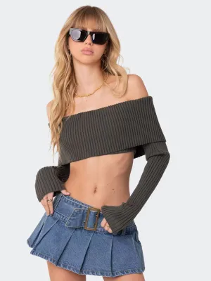 TastyHottie - Crop Sweater Comfortable and sexy Crop top Sweater Top woolen chest-wrapped long-sleeved sweater