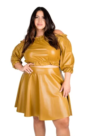 The Sandy Faux Leather Crop Top in Butterscotch