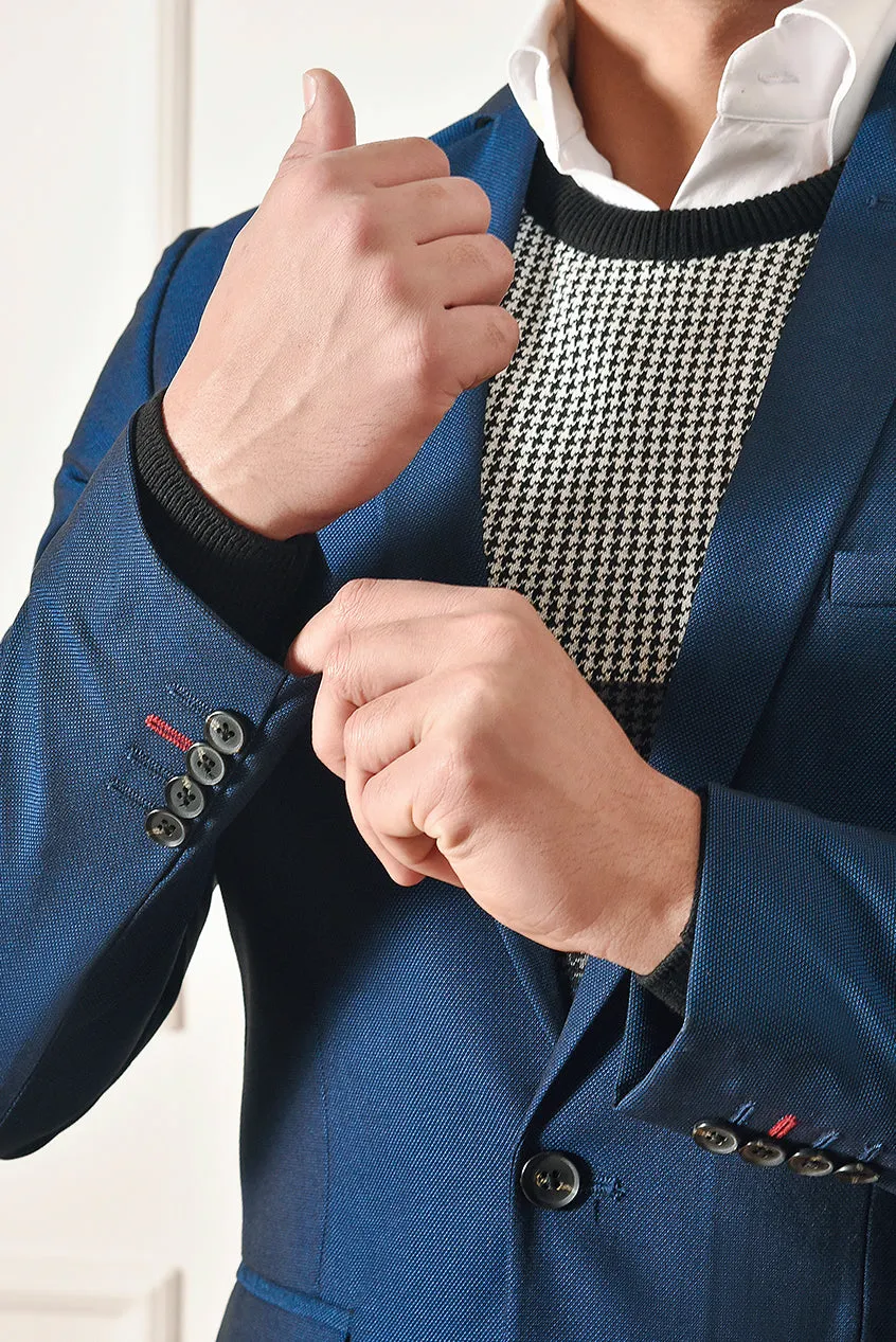 Tint Blue Notch Lapel Blazer