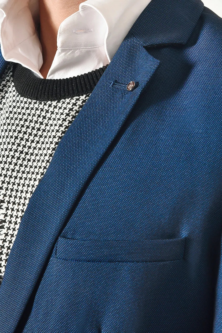 Tint Blue Notch Lapel Blazer
