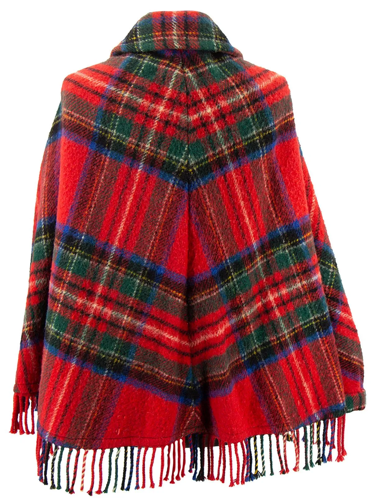 True Vintage Red Tartan Wool Tassel Cape
