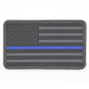 US Flag Blue Line Patch Dark Gray