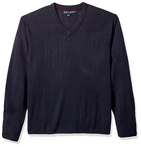 U.S. Polo Assn. Men's Solid V-Neck Sweater, Navy, Medium