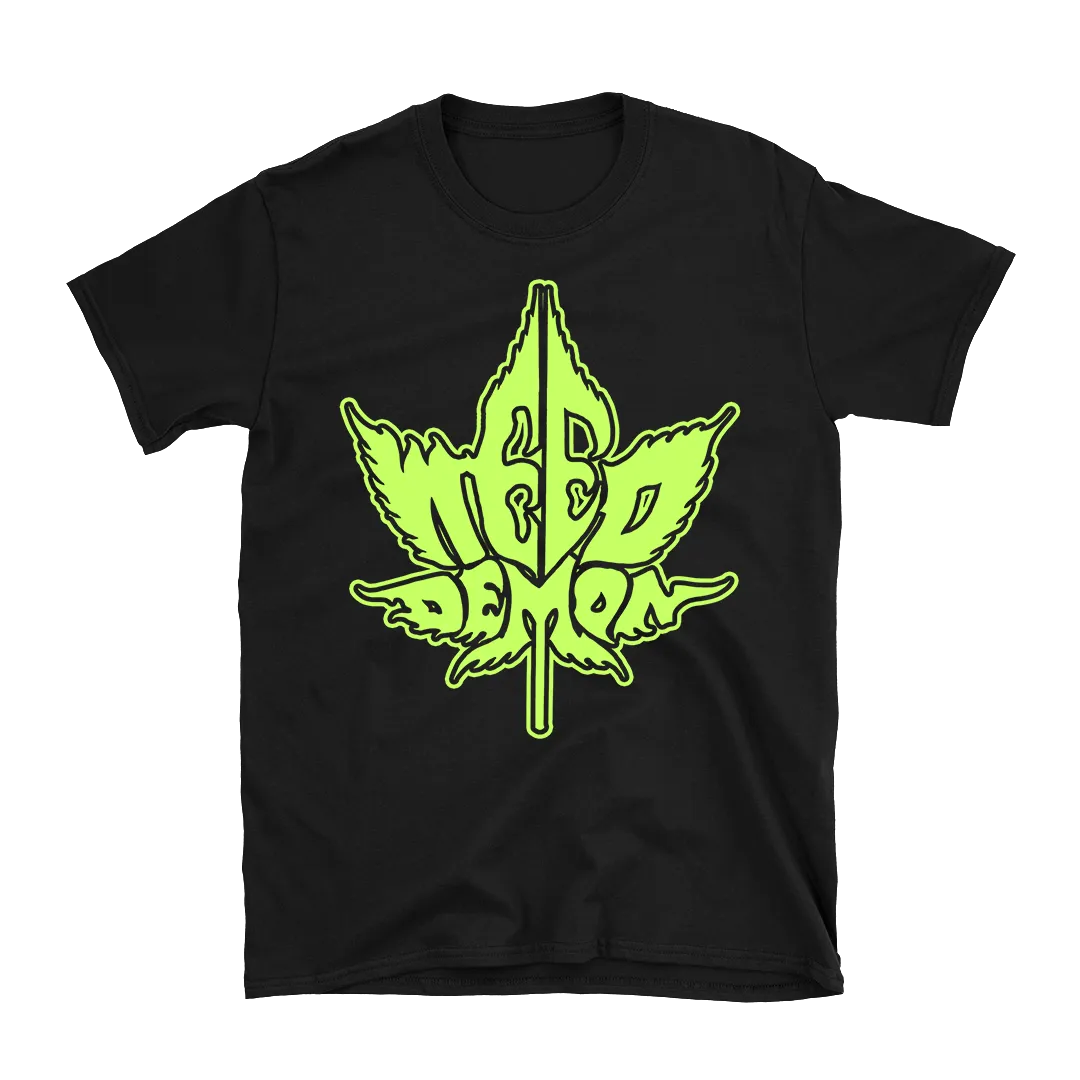 Weed Demon - Green Logo T-Shirt - Black