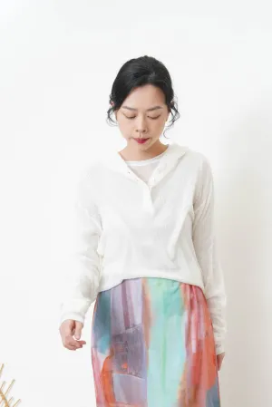 White soft knit net hoodies