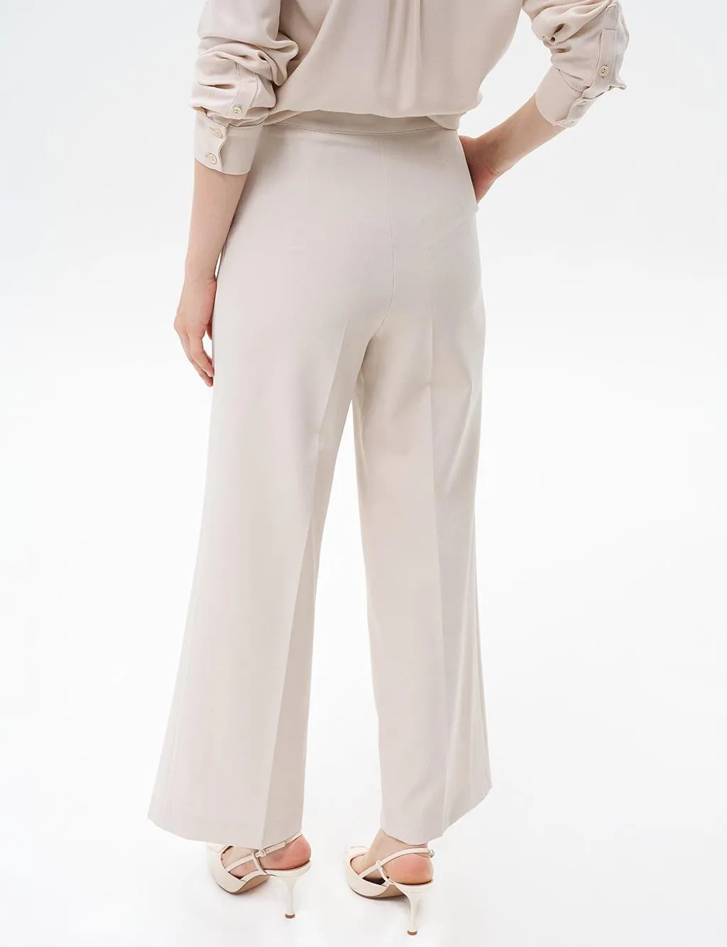 Wide Leg Trousers with Iron Traces Stone