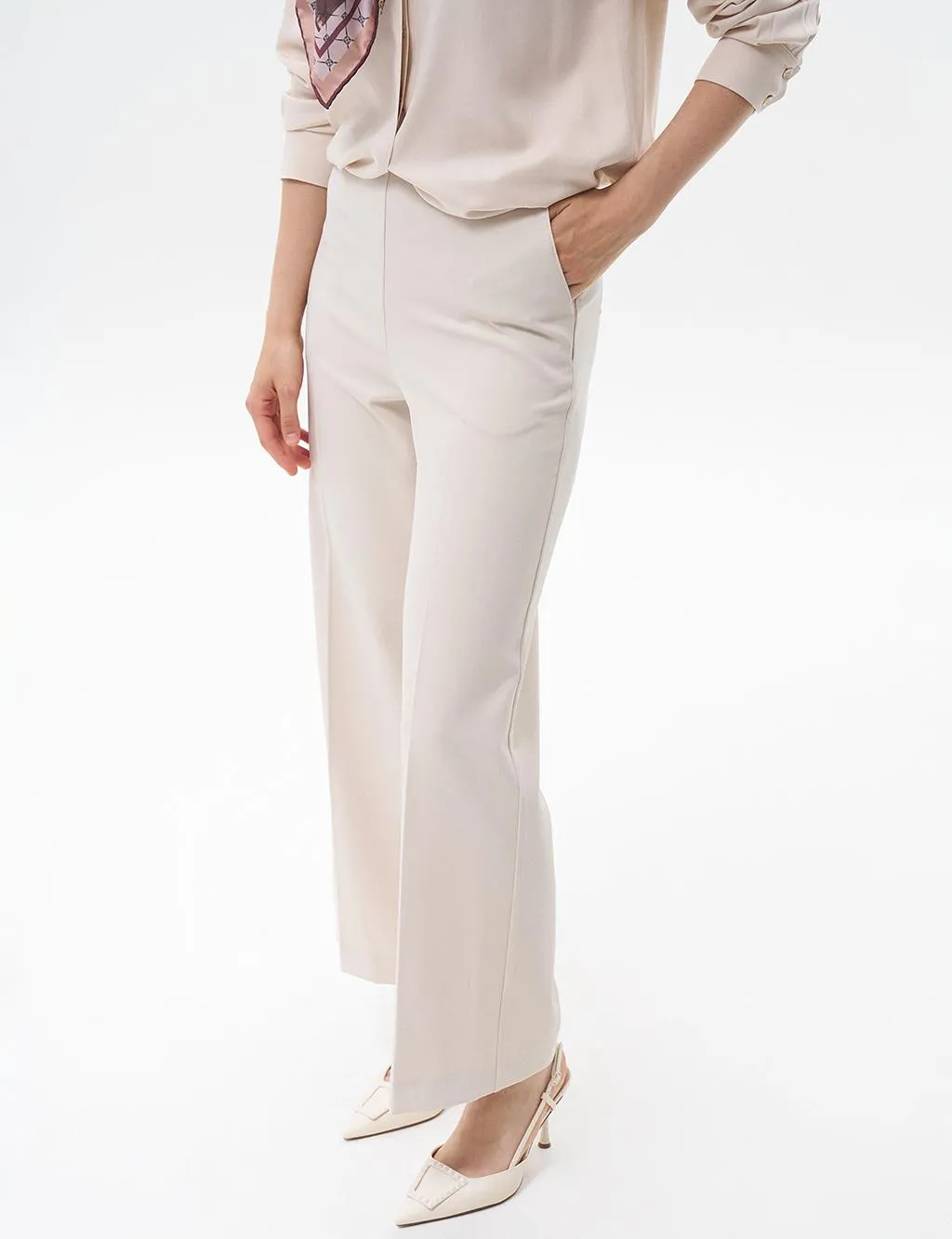 Wide Leg Trousers with Iron Traces Stone