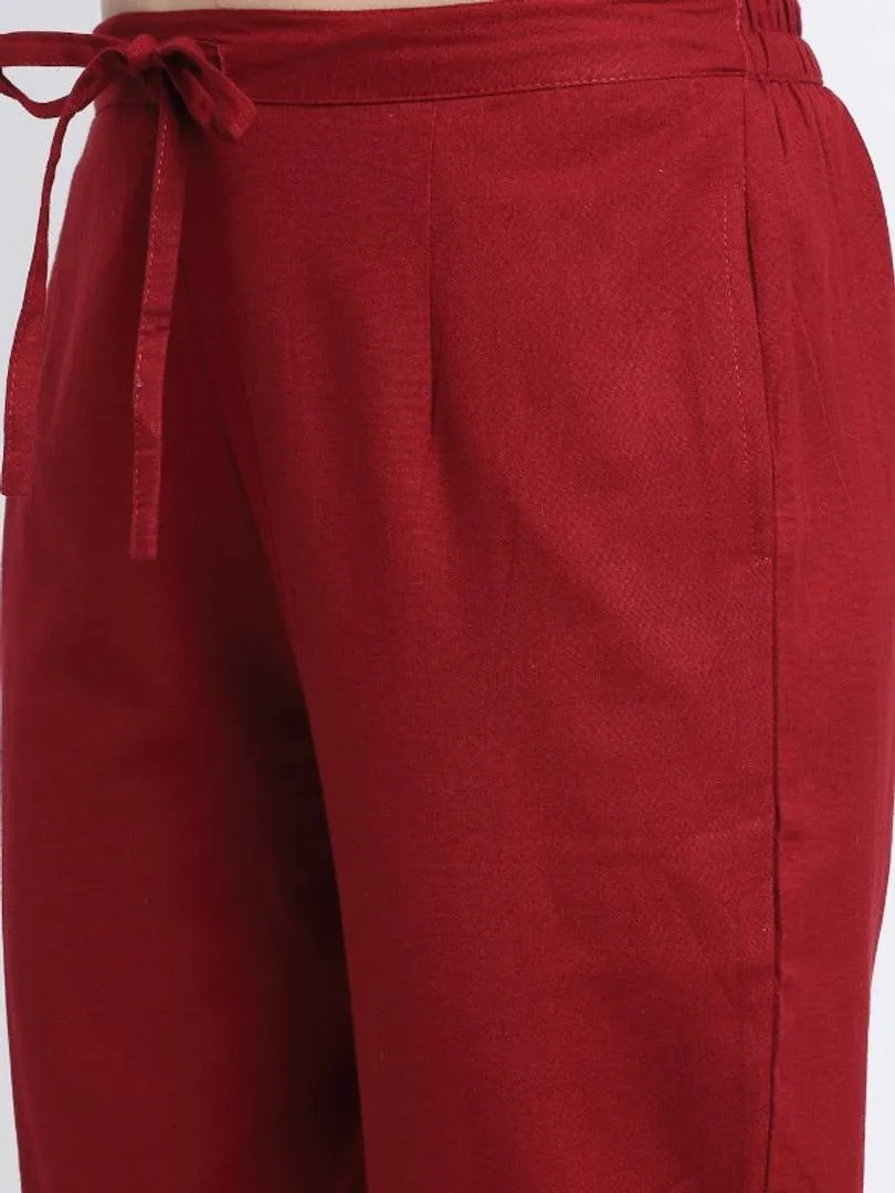 Women Stylish Cotton Maroon Trouser