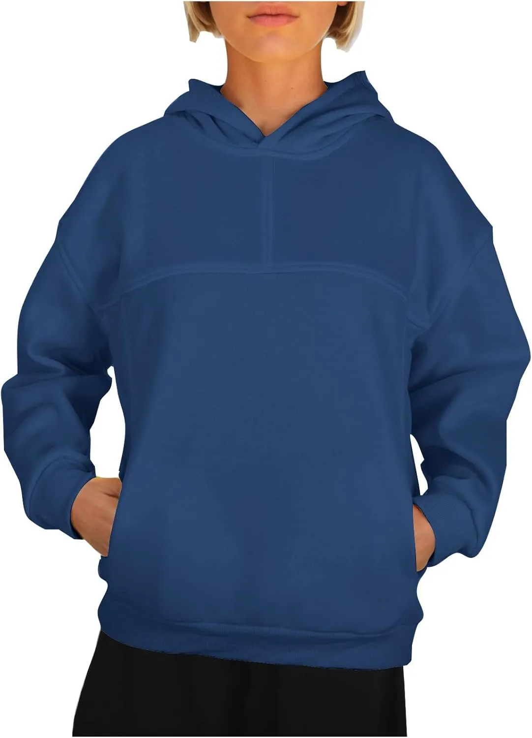 Women's 2024 Casual Hooded Sweatshirts Long Sleeve Solid Oversized Hoodies Loose Cozy Basic Fall Winter Pullover Tops