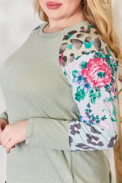 Women's Hailey & Co Full Size Printed Round Neck Blouse