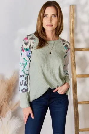 Women's Hailey & Co Full Size Printed Round Neck Blouse