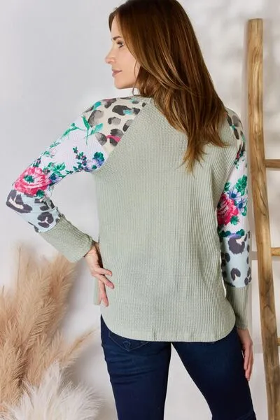 Women's Hailey & Co Full Size Printed Round Neck Blouse
