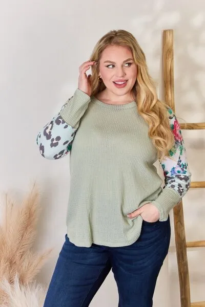 Women's Hailey & Co Full Size Printed Round Neck Blouse