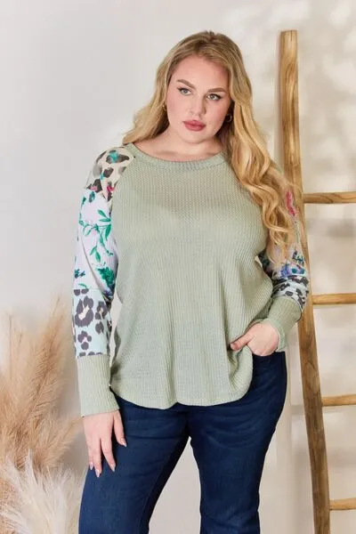 Women's Hailey & Co Full Size Printed Round Neck Blouse