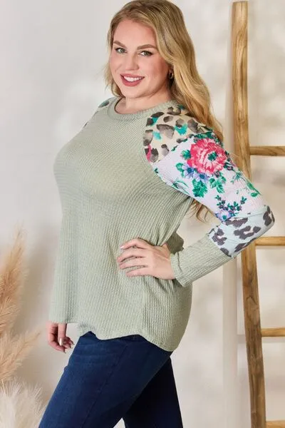 Women's Hailey & Co Full Size Printed Round Neck Blouse
