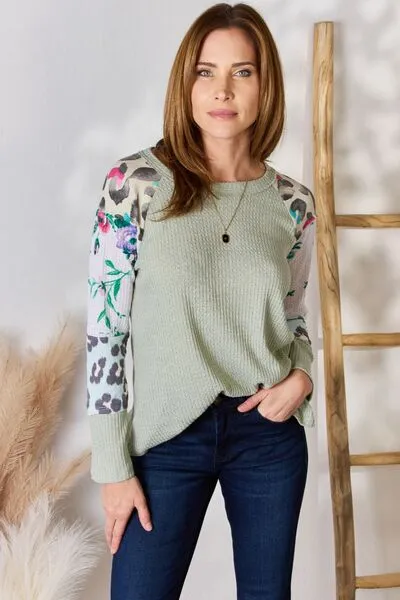 Women's Hailey & Co Full Size Printed Round Neck Blouse