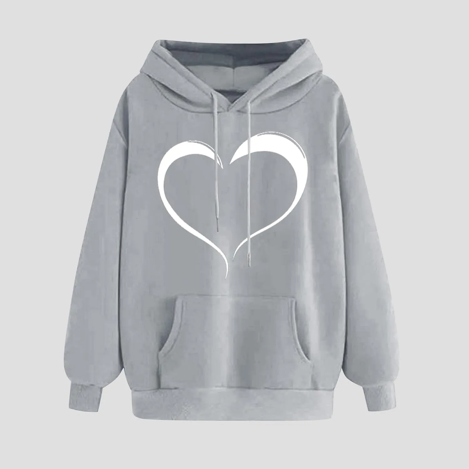 Womens Oversized Hoodies Cute Heart Printed Funny Teen Girls Hooded Sweatshirts Casual Baggy Pullover Tops for Outing