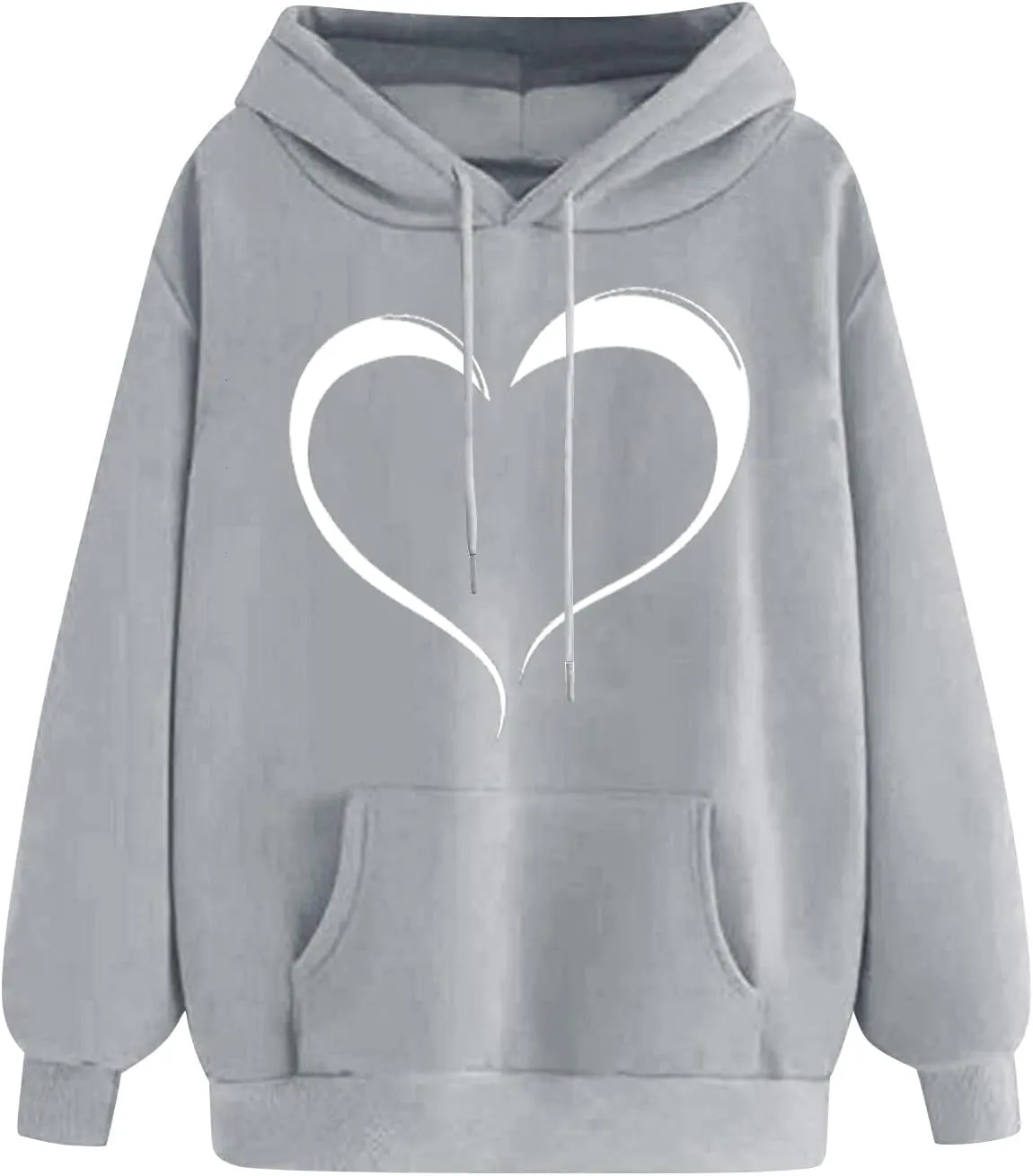 Womens Oversized Hoodies Cute Heart Printed Funny Teen Girls Hooded Sweatshirts Casual Baggy Pullover Tops for Outing