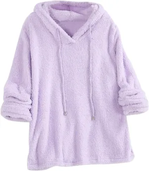 Womens Sweatshirt Women Casual Button V Neck Hoodies Oversized Pullover Sweatshirt Hooded Tops with Pockets