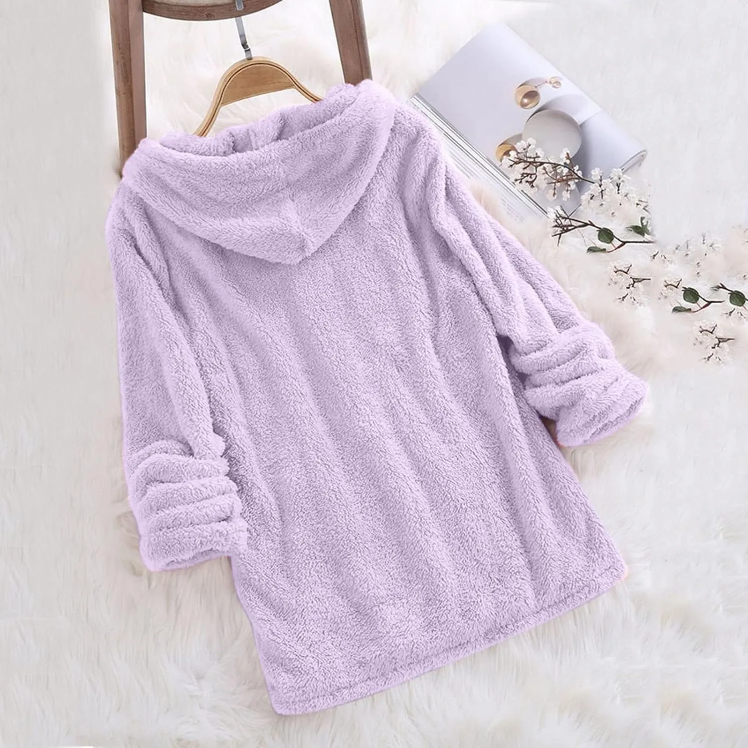 Womens Sweatshirt Women Casual Button V Neck Hoodies Oversized Pullover Sweatshirt Hooded Tops with Pockets