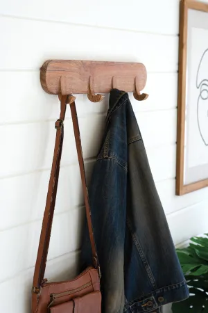Wooden 4 Hook Rack