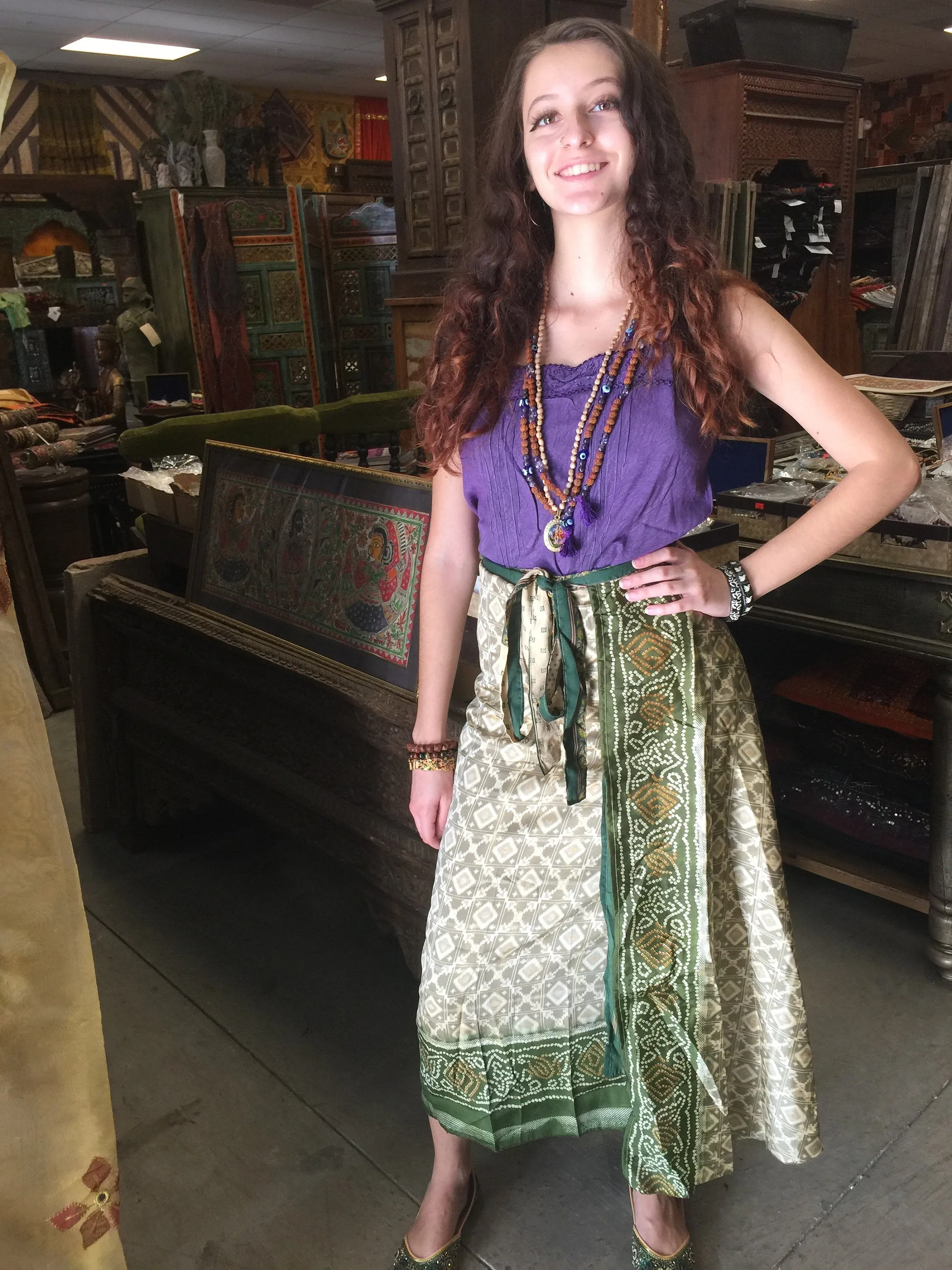 Wrap Skirt, Boho Chic Sari Skirt, Beach Wear Size