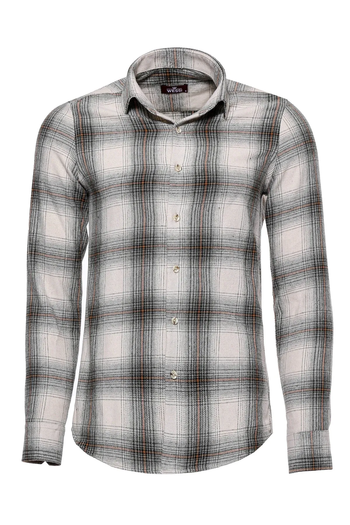 WSS Checked Beige Men Lumberjack Shirt  - Singen